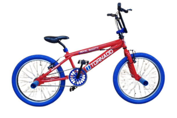 BMX FREESTYLE  / CROSSFIETS BUGATTI TORNADO GLANS ROOD / BLAUW 20 INCH LIMITED EDITION