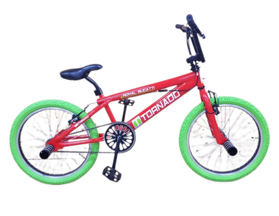 BMX FREESTYLE / CROSSFIETS BUGATTI TORNADO 20 INCH GLANS ROOD / GROENE BANDEN