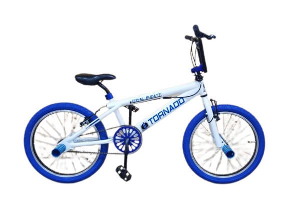 BMX FREESTYLE / CROSSFIETS BUGATTI TORNADO 20 INCH GLANS WIT / BLAUWE BANDEN