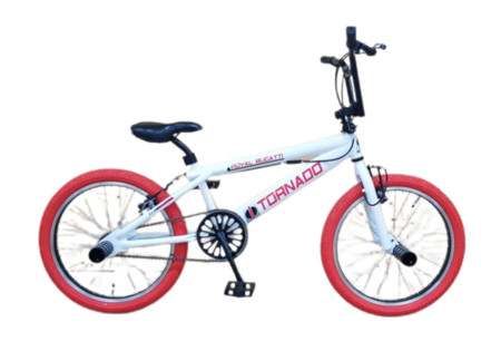 BMX FREESTYLE / CROSSFIETS BUGATTI TORNADO 20 INCH GLANS WIT / RODE BANDEN