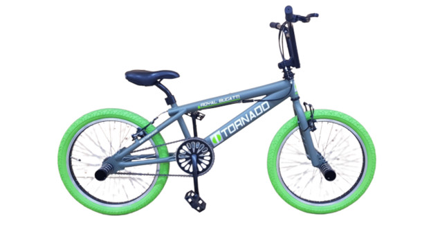 BMX FREESTYLE /CROSSFIETS  BUGATTI TORNADO 20 INCH LEGER GROEN / GROENE BANDEN 