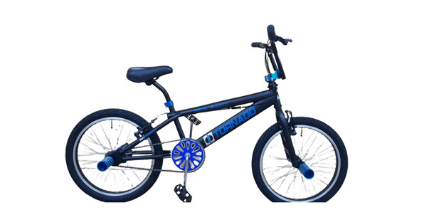 BMX FREESTYLE / CROSSFIETS BUGATTI TORNADO 20 INCH MAT ZWART/BLAUWE DETAILS