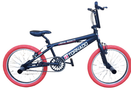BMX FREESTYLE / CROSSFIETS BUGATTI TORNADO 20 INCH MAT ZWART / RODE BANDEN