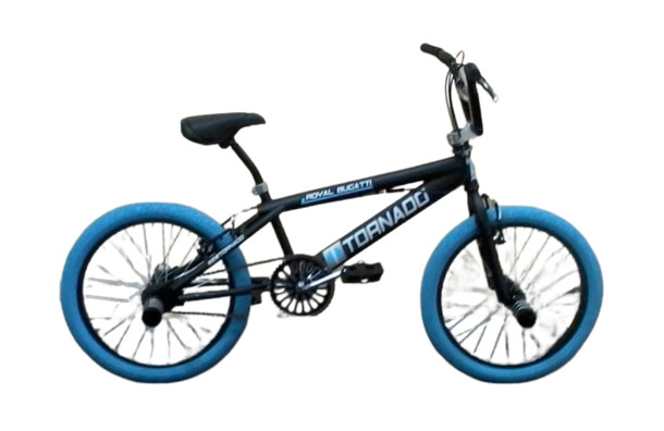 BMX FREESTYLE / CROSSFIETS BUGATTI TORNADO MAT ZWART / BLAUW 20 INCH LIMITED EDITION